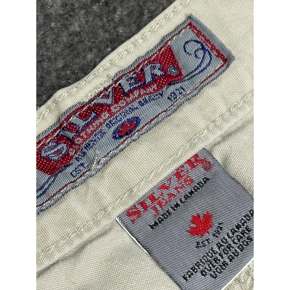Vintage Y2K Silver Jeans Co Womens 28x30 Cream Wide Leg Pants Made Canada
